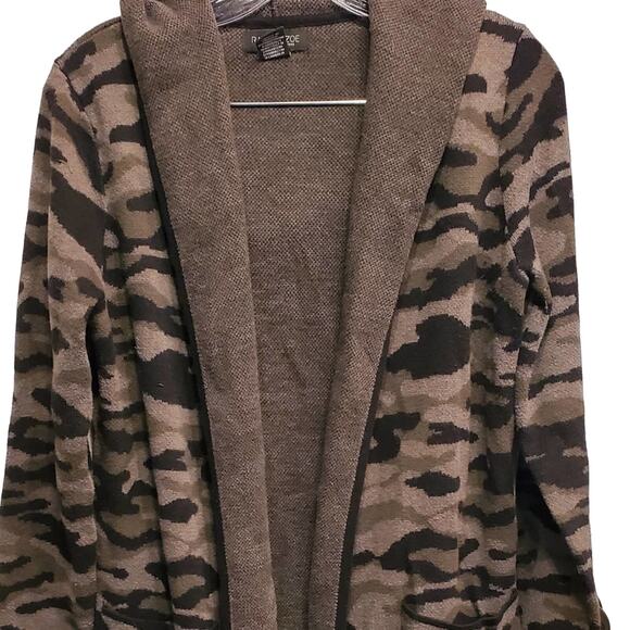 RACHEL Zoe Long Sleeve Camo Open Front Cardigan Oversized Sweater Size Medium - Picture 8 of 8
